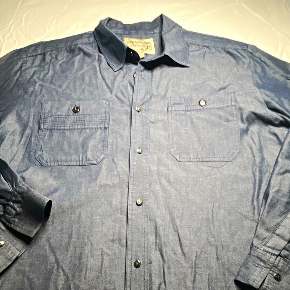 Gold Label Men's 2XL Blue Solid Chambray Cotton Button-Up Long Sleeve (108)